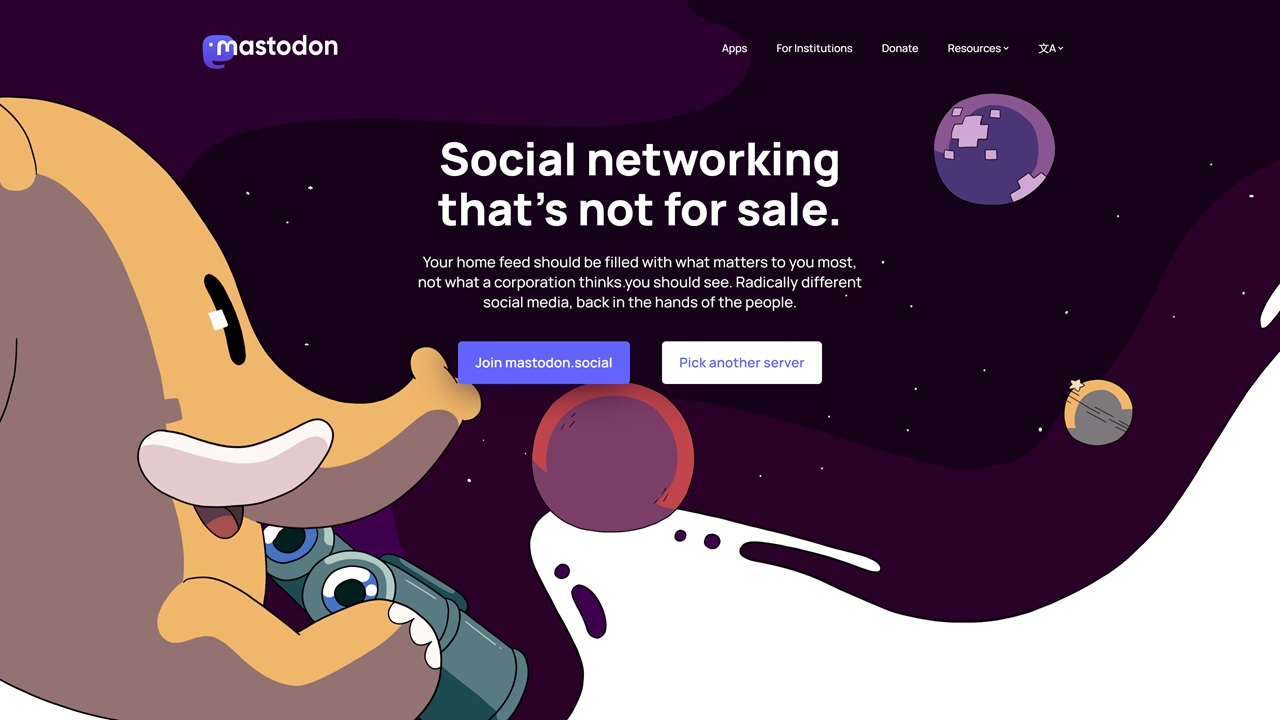 Homepage of joinmastodon.org