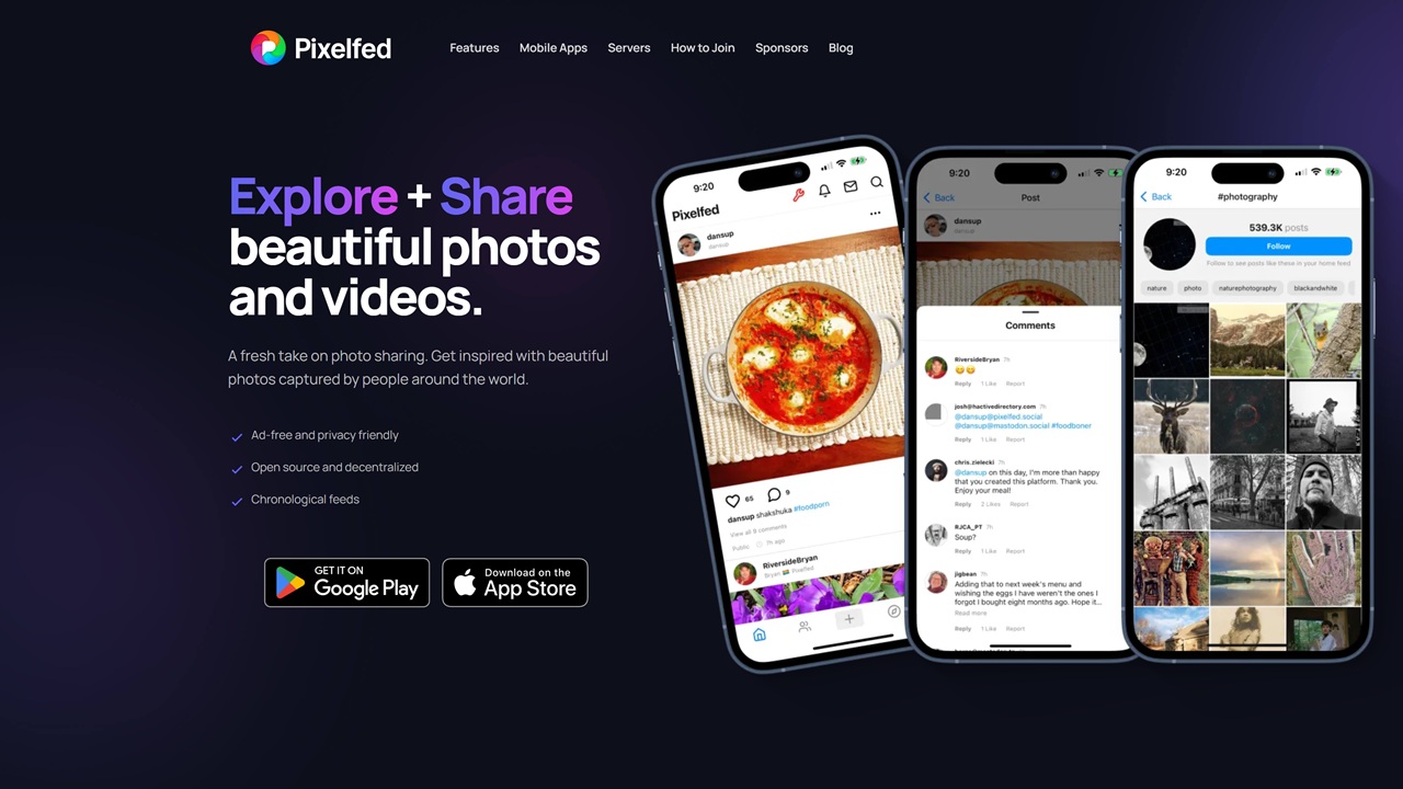 pixelfed.org homepage