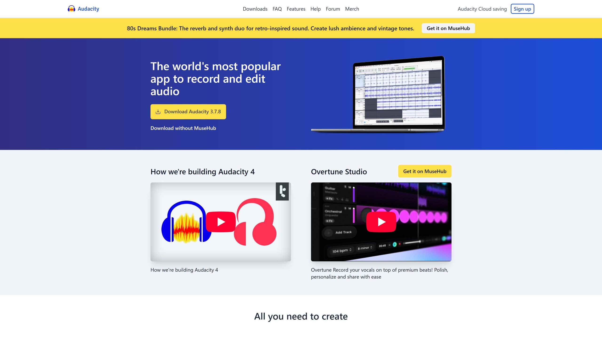 Audacity homepage