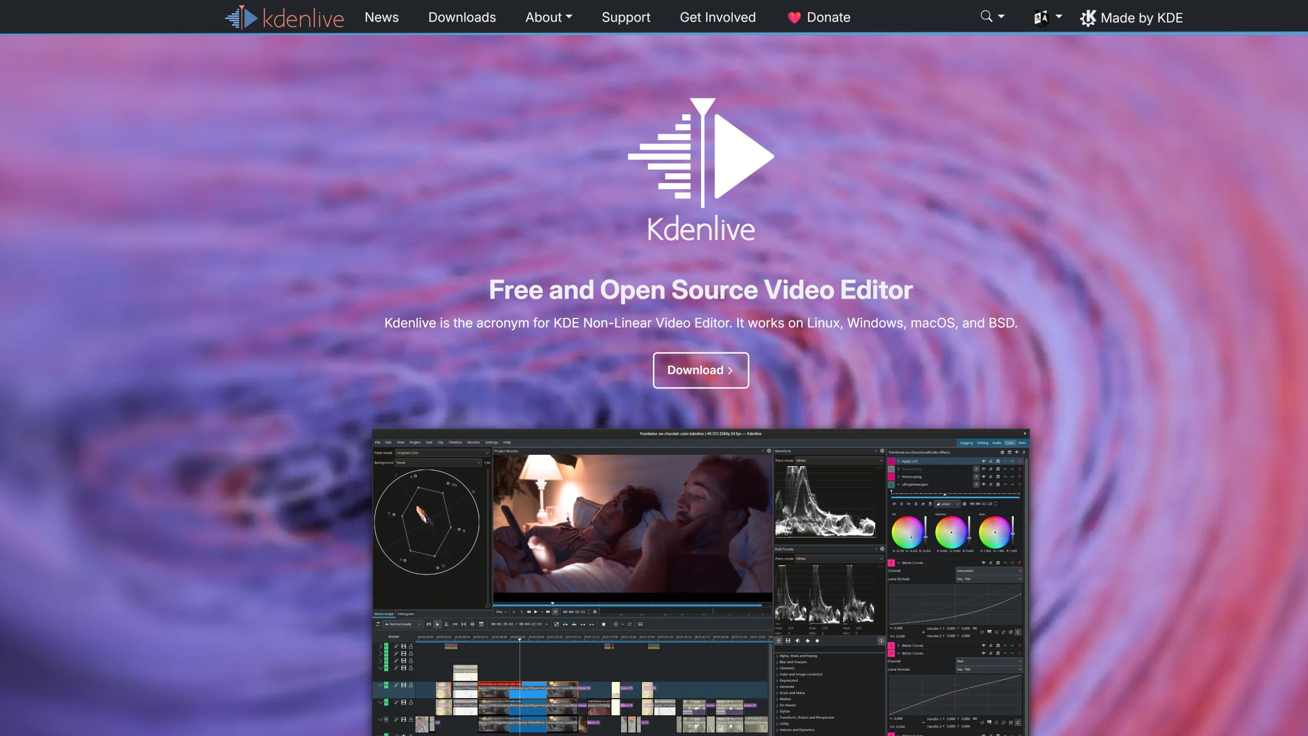 Kdenlive homepage
