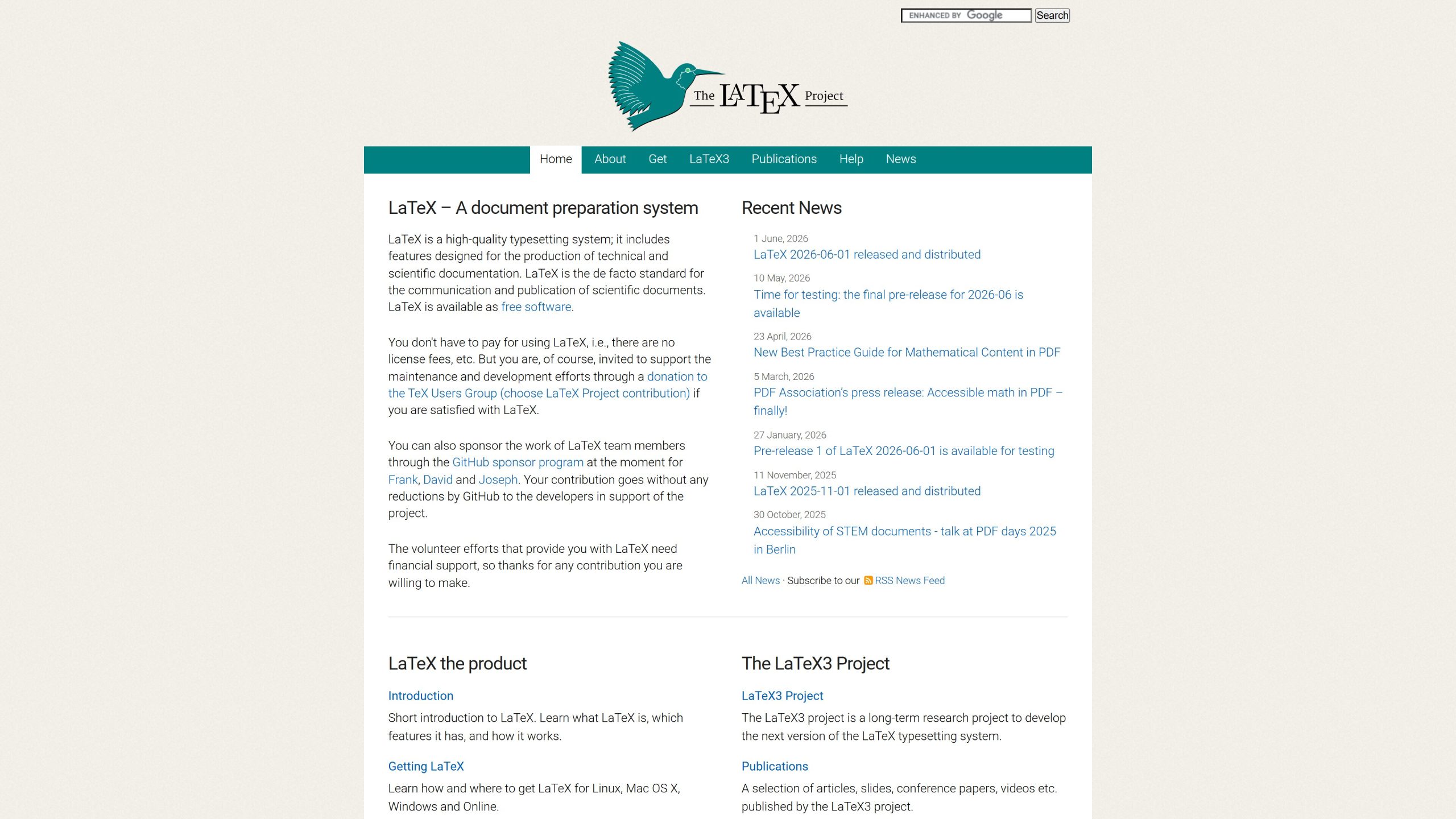LaTeX homepage