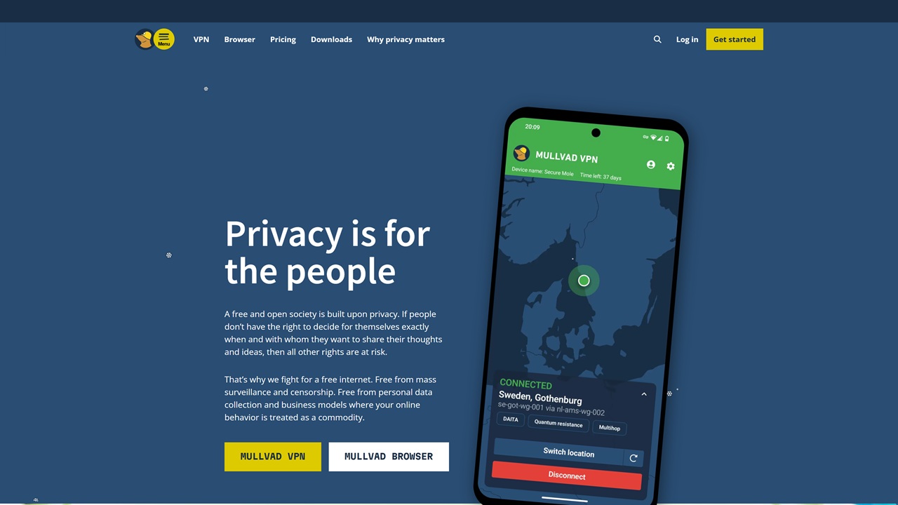 mullvad homepage