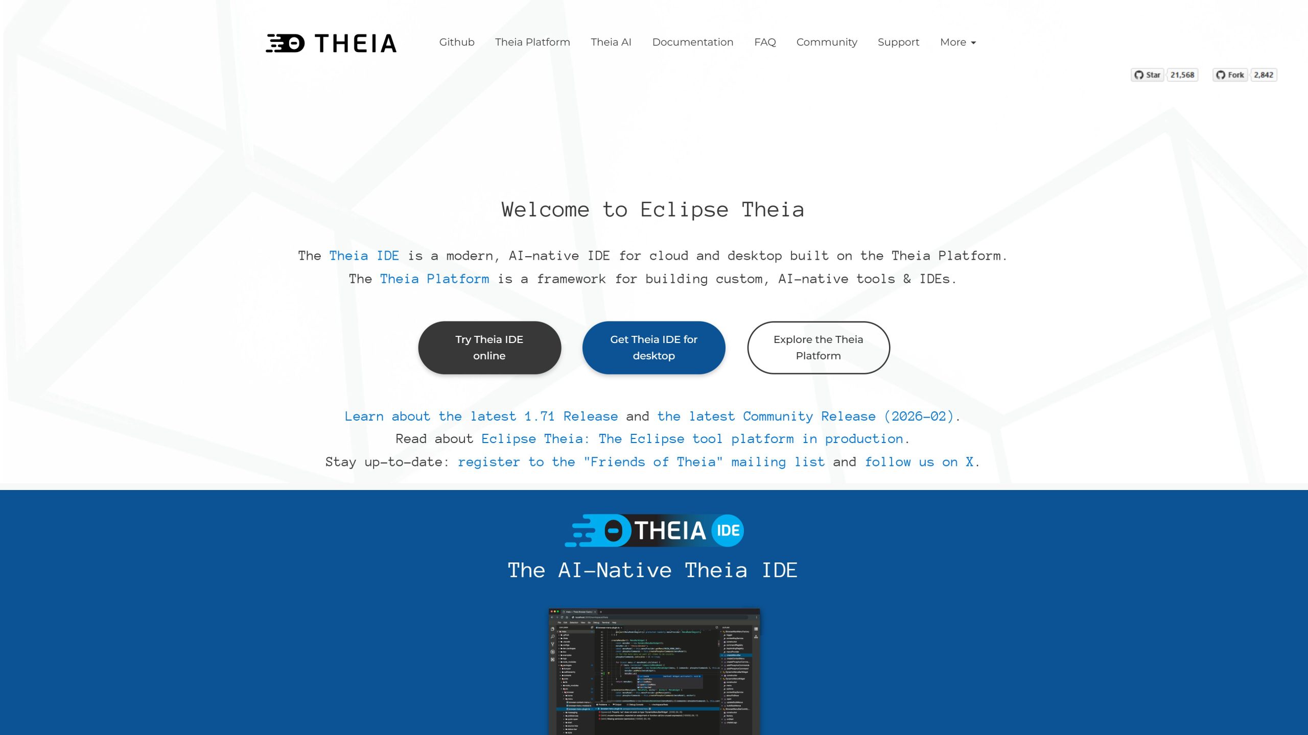 Theia IDE website