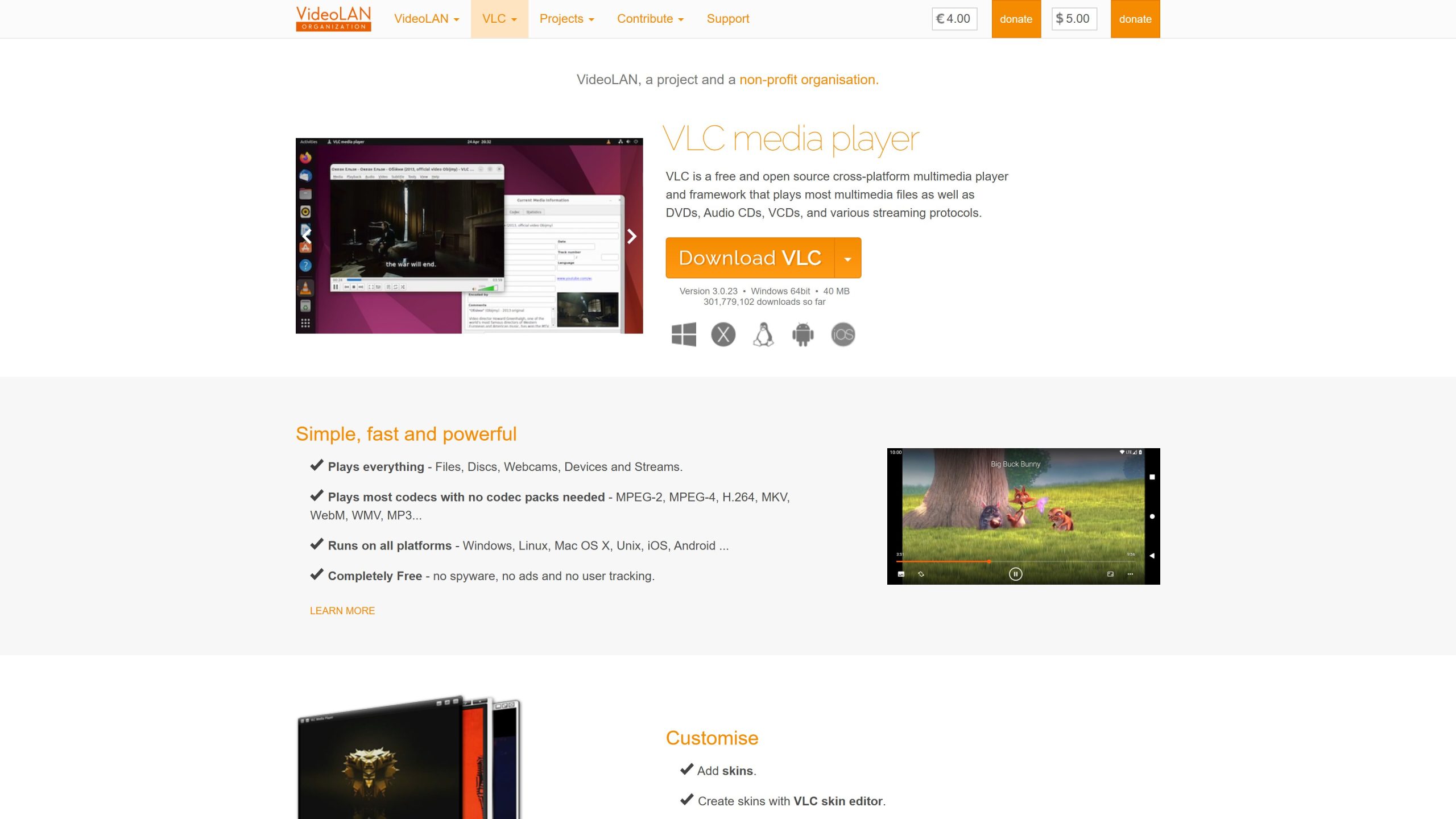 VLC's homepage